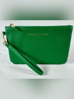 Adrienne Vittadini Emerald Green Leather Wristlet Clutch